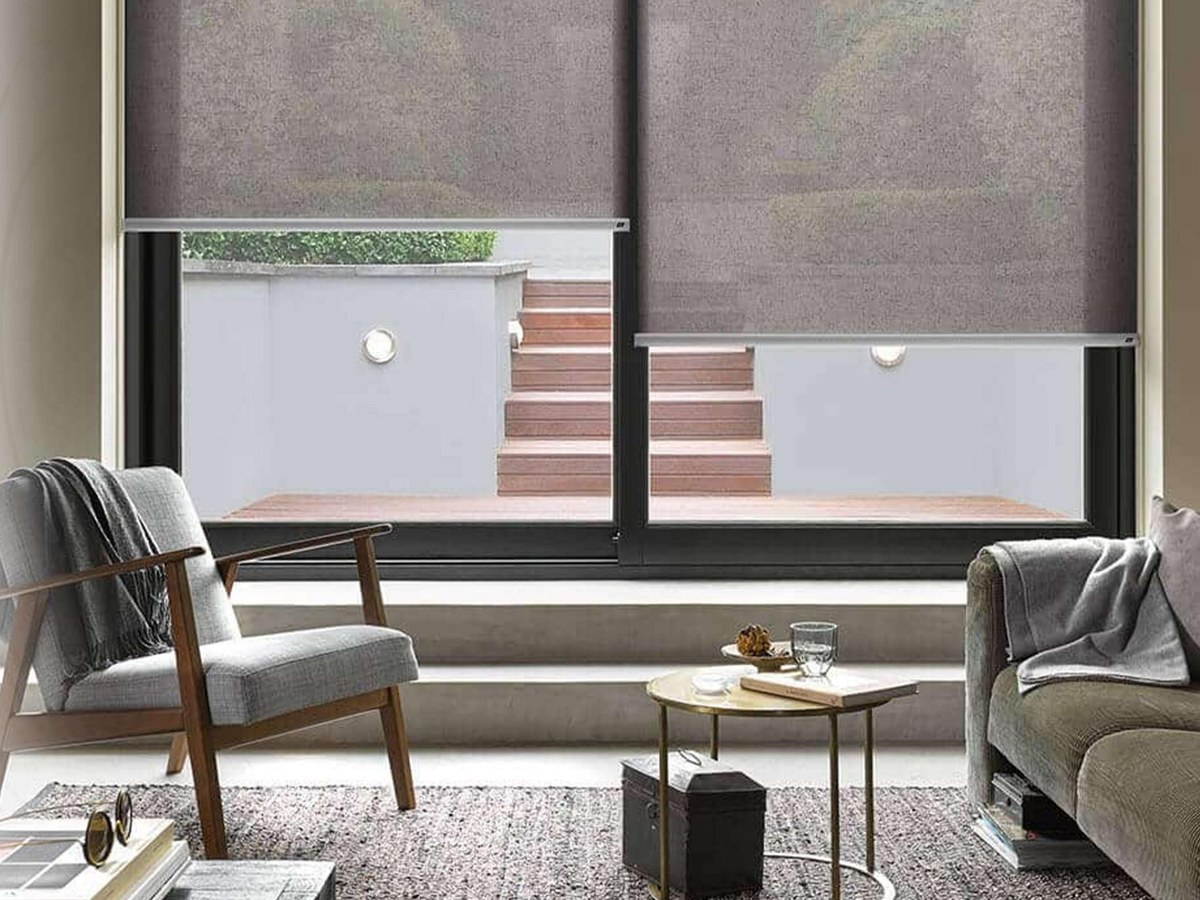 Evercurtain roller shades in a modern workspace