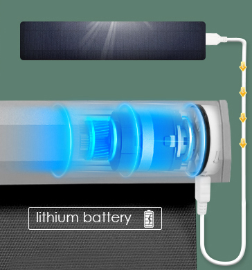 Solar charging panel connected to an Evercurtain rechargeable shade motor